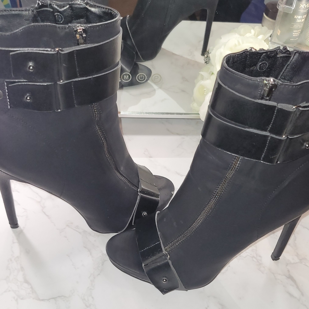 Open Toe Boots with faux straps